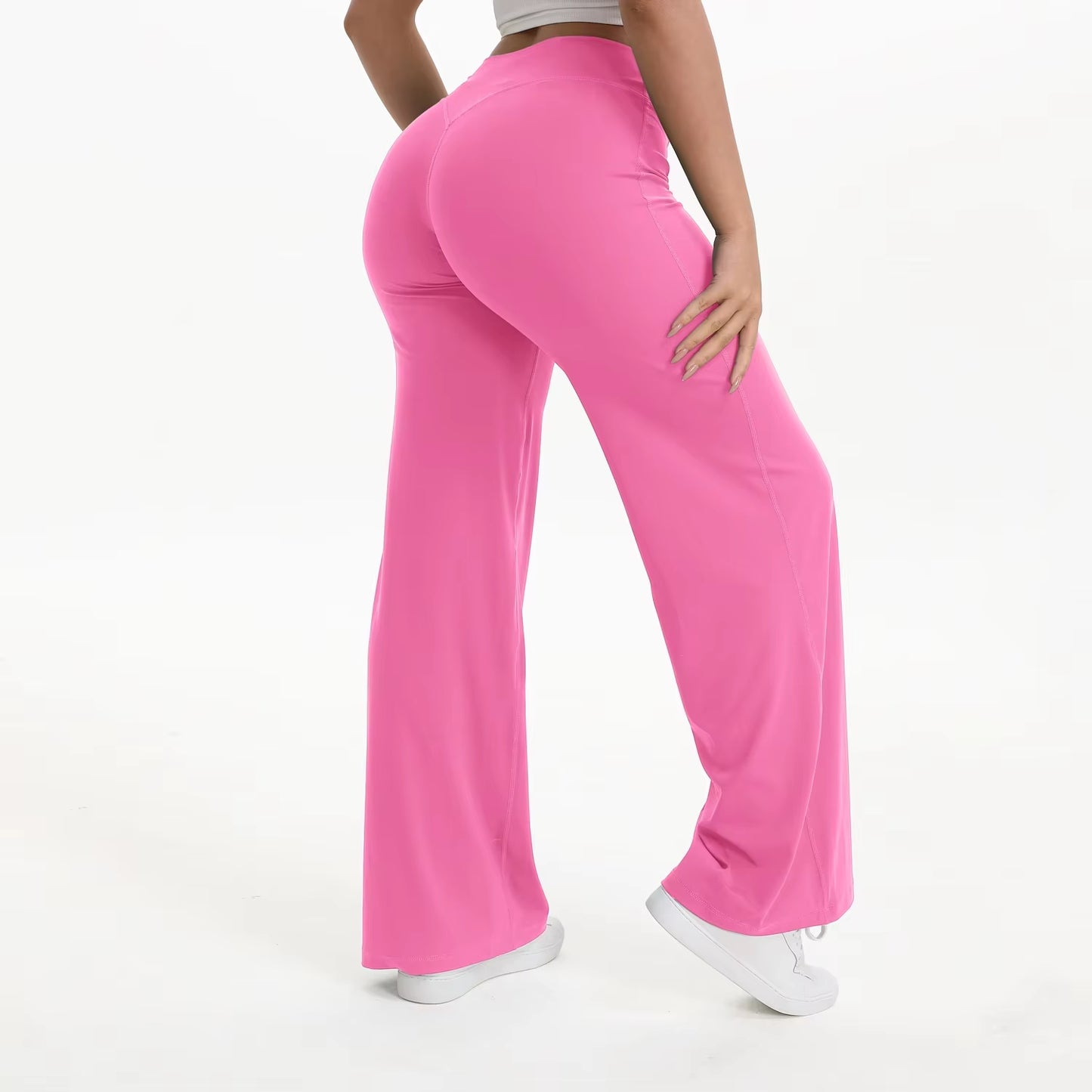 Softmotion Straight Leg Bottoms Women'S Mid-Waist Yoga Pants GYM Leggings Naked Feel Pilates Running Sports Trousers