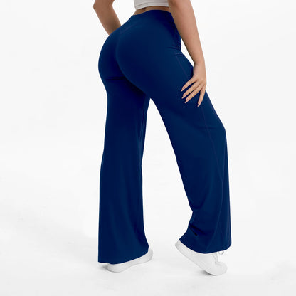 Softmotion Straight Leg Bottoms Women'S Mid-Waist Yoga Pants GYM Leggings Naked Feel Pilates Running Sports Trousers