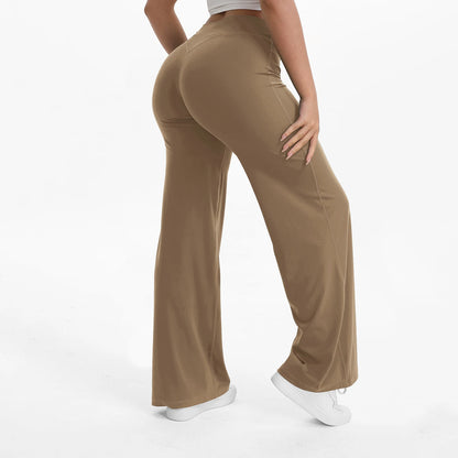 Softmotion Straight Leg Bottoms Women'S Mid-Waist Yoga Pants GYM Leggings Naked Feel Pilates Running Sports Trousers