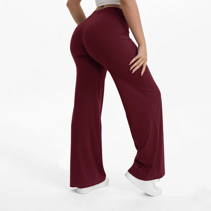 Softmotion Straight Leg Bottoms Women'S Mid-Waist Yoga Pants GYM Leggings Naked Feel Pilates Running Sports Trousers