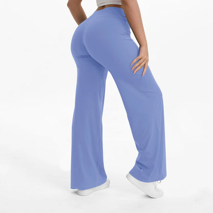 Softmotion Straight Leg Bottoms Women'S Mid-Waist Yoga Pants GYM Leggings Naked Feel Pilates Running Sports Trousers