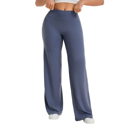 Softmotion Straight Leg Bottoms Women'S Mid-Waist Yoga Pants GYM Leggings Naked Feel Pilates Running Sports Trousers
