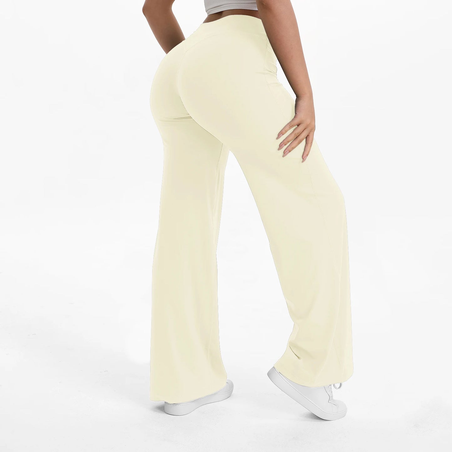 Softmotion Straight Leg Bottoms Women'S Mid-Waist Yoga Pants GYM Leggings Naked Feel Pilates Running Sports Trousers