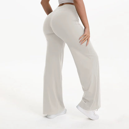 Softmotion Straight Leg Bottoms Women'S Mid-Waist Yoga Pants GYM Leggings Naked Feel Pilates Running Sports Trousers